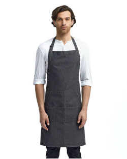 Tablier à bavette en jean unisexe avec point de jean