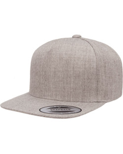 Casquette snapback classique à visière plate structurée à 5 panneaux pour adulte